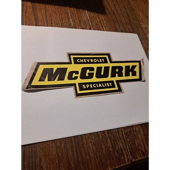 Vintage Original RARE 60s McGurk Chevrolet Specialist Bow Tie Car Decal Sticker - Picture 1 of 5